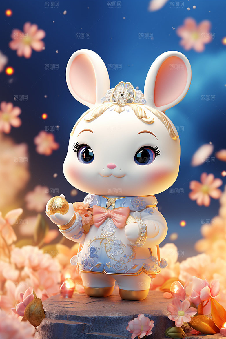 兔子拟人卡通可爱模型