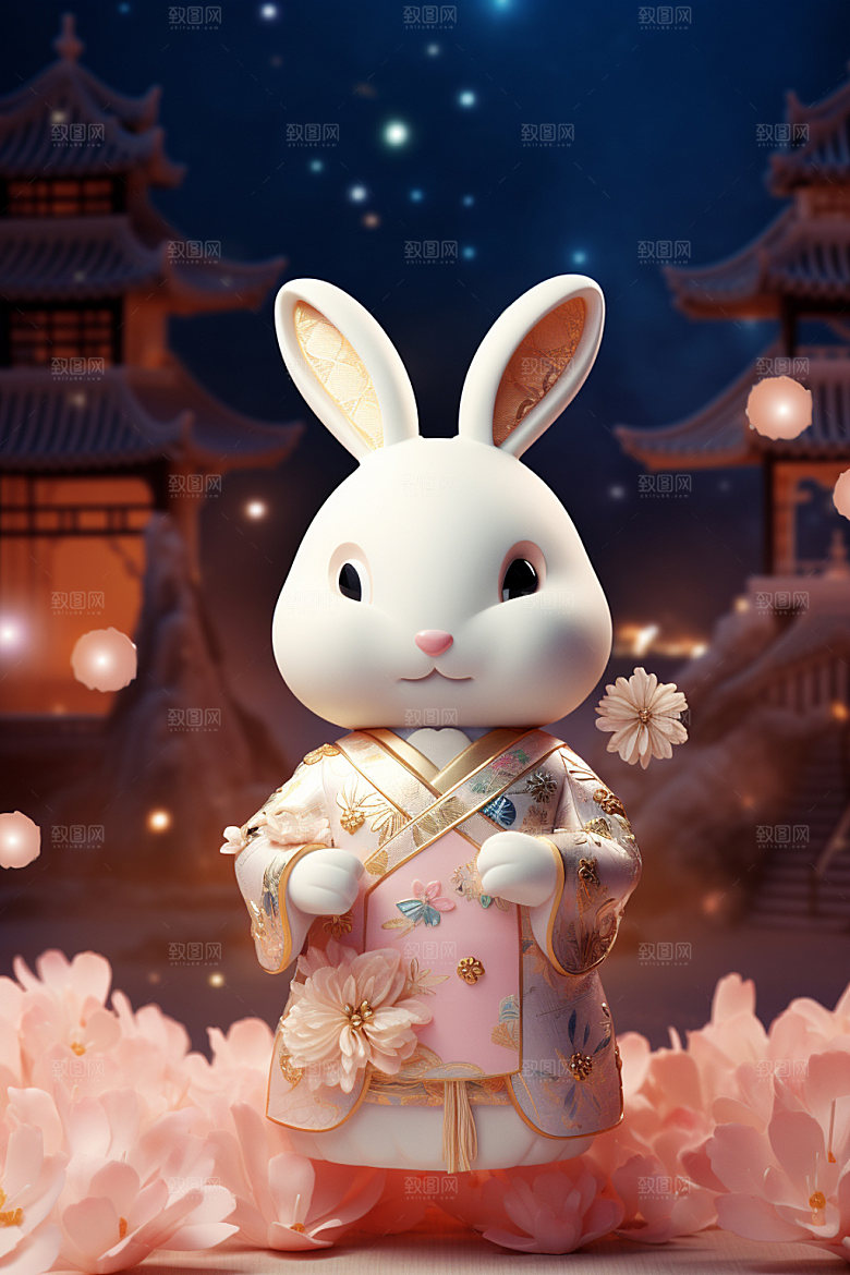 兔子拟人3D可爱模型
