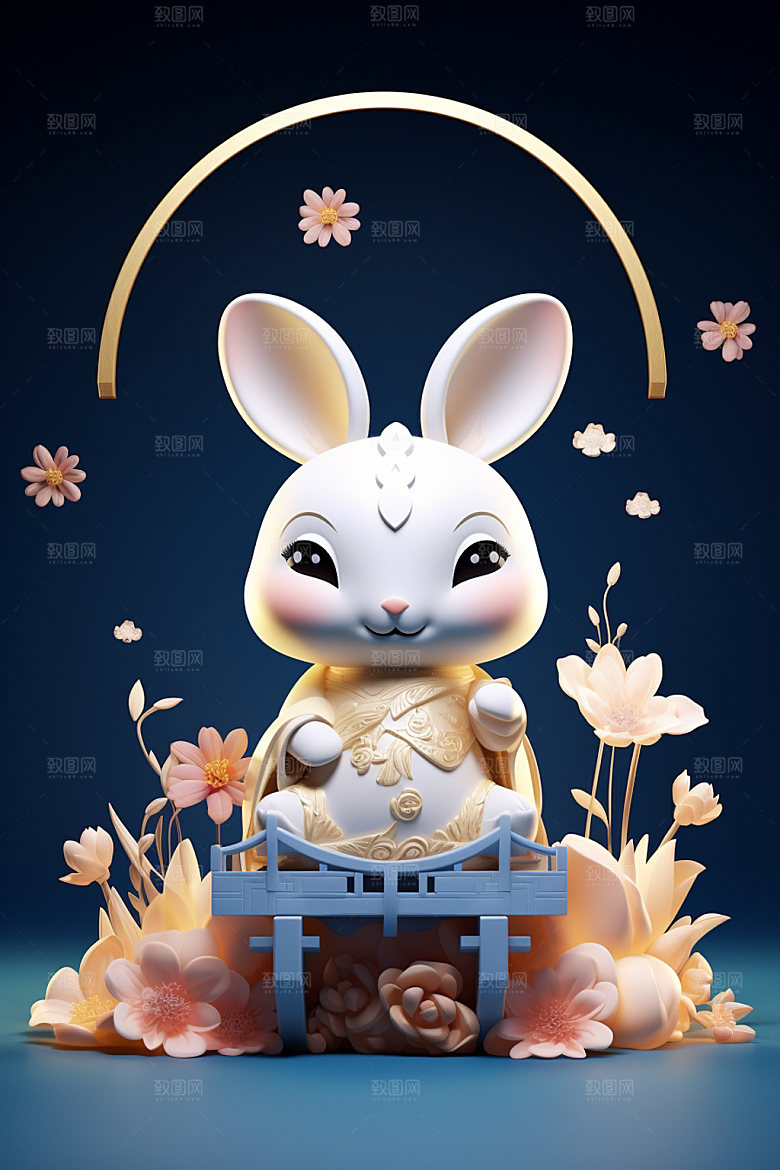 兔子拟人IP3D模型