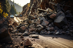 塌方泥石流自然灾害摄影图