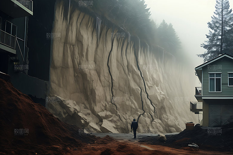 塌方地震灾难摄影图