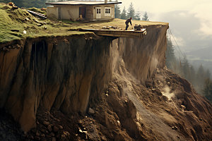 塌方泥石流地震摄影图