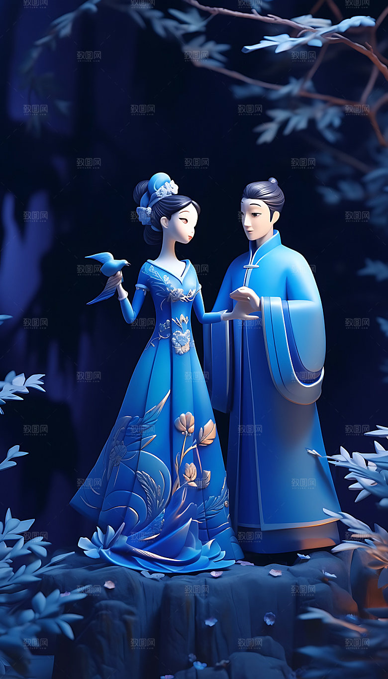 牛郎织女唯美幻想人物模型