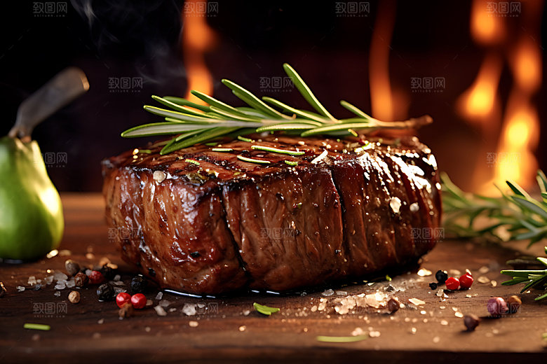牛排主菜美食摄影图