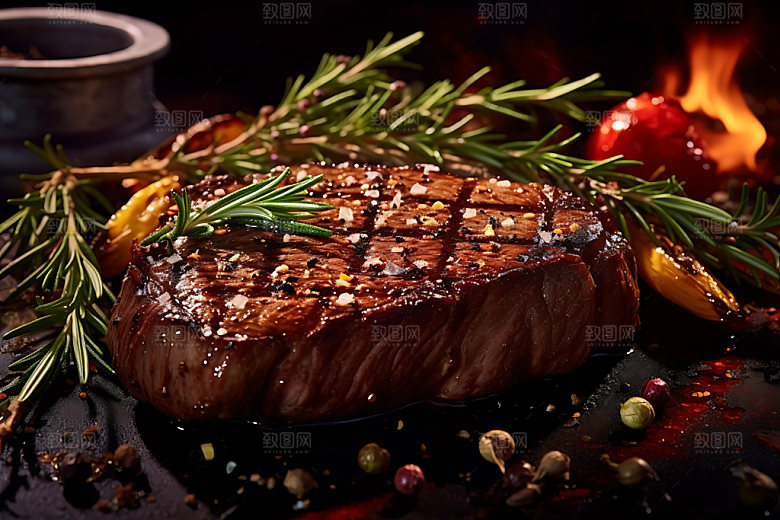 牛排美食西餐摄影图