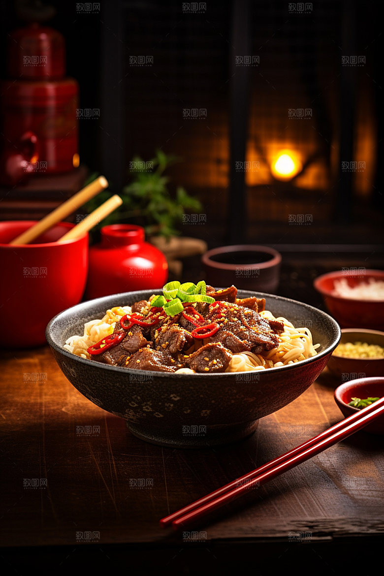 牛肉面香气扑鼻红烧牛肉面矢量素材