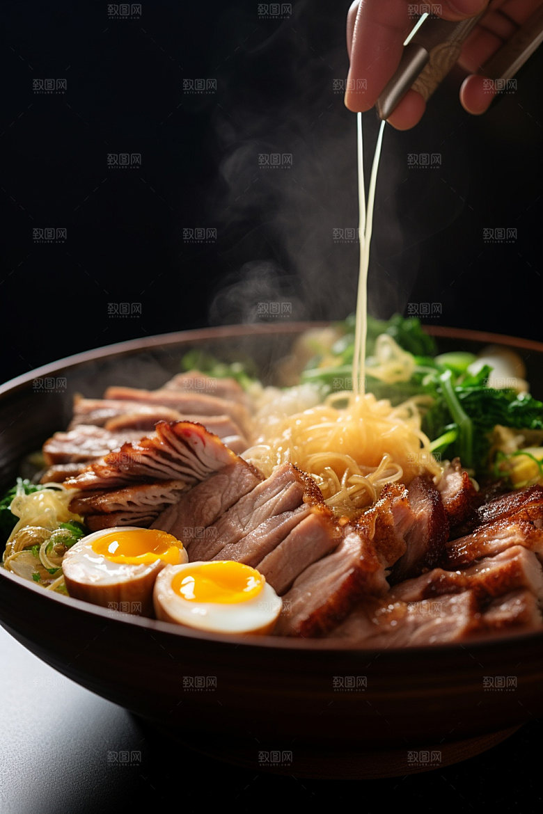 牛肉面香气扑鼻美食摄影矢量素材