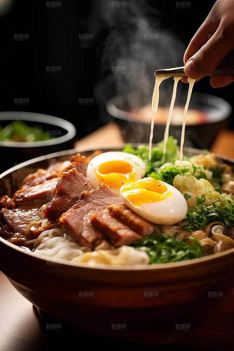 牛肉面香气扑鼻热腾腾矢量素材