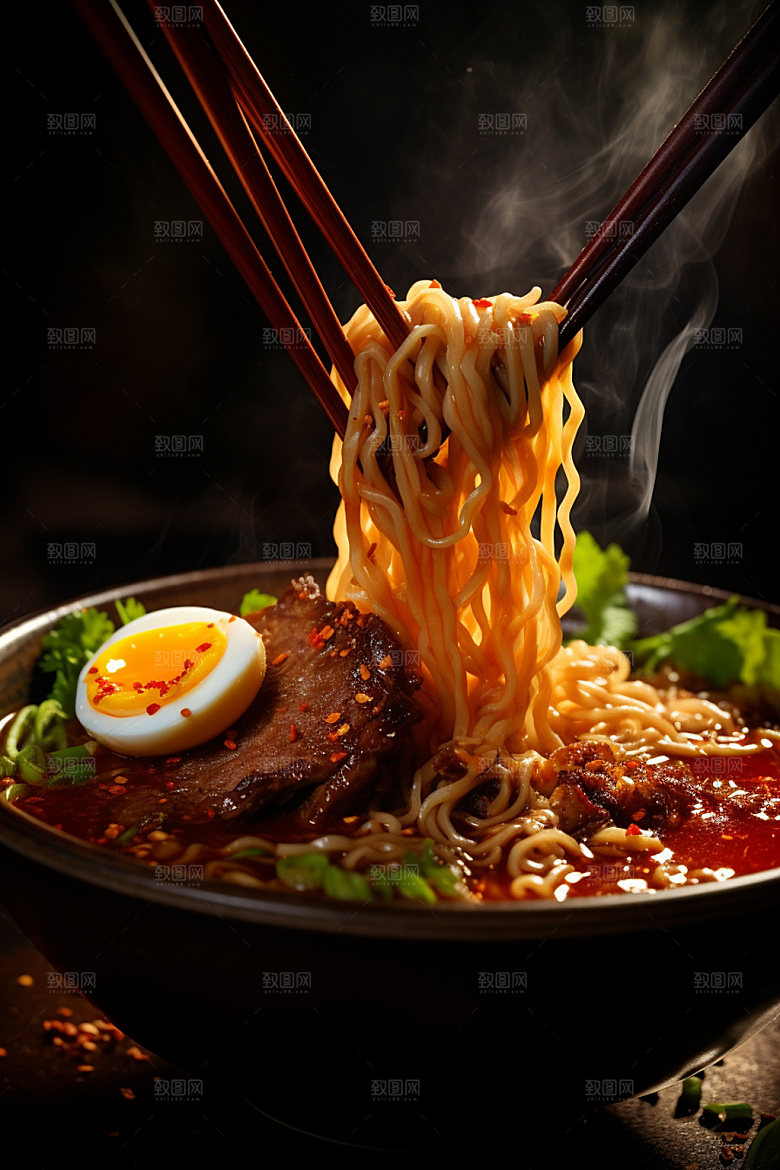 牛肉面热腾腾美食摄影矢量素材