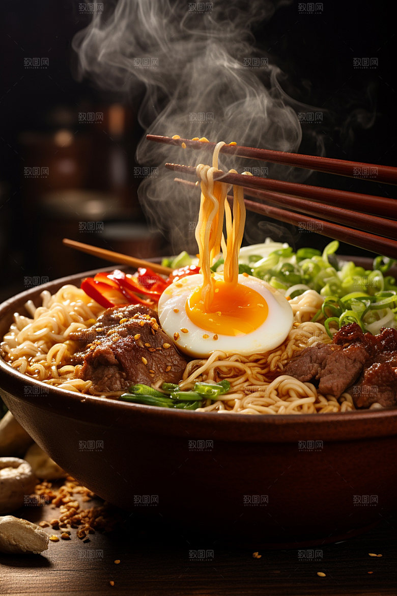 牛肉面热腾腾红烧牛肉面矢量素材