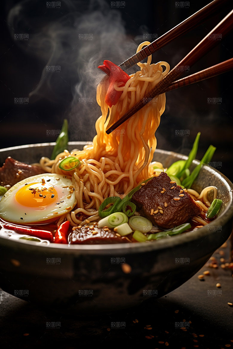 牛肉面热腾腾红烧牛肉面矢量素材