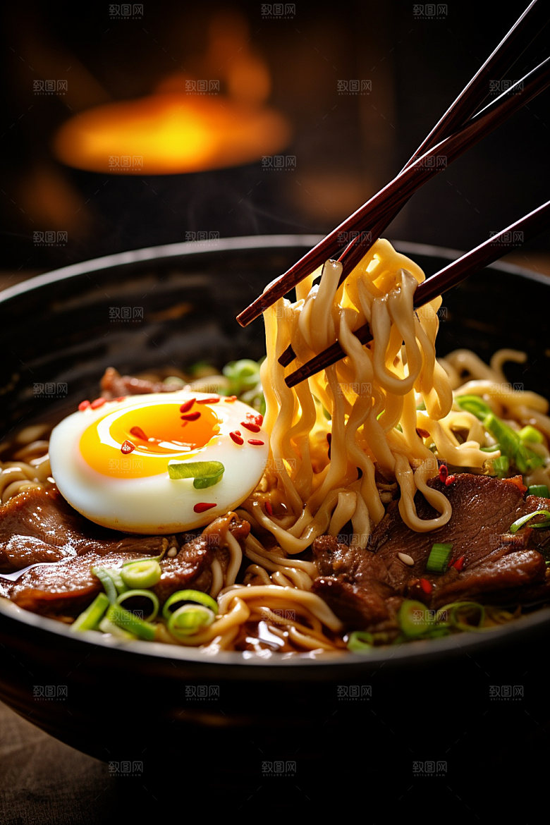 牛肉面热腾腾香气扑鼻矢量素材