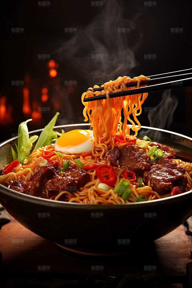 牛肉面美食摄影热腾腾矢量素材