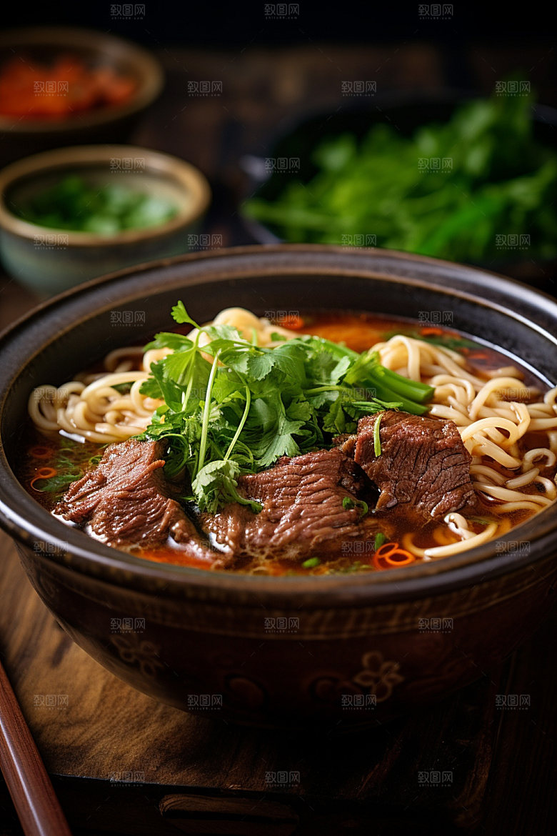 牛肉面香气扑鼻红烧牛肉面矢量素材