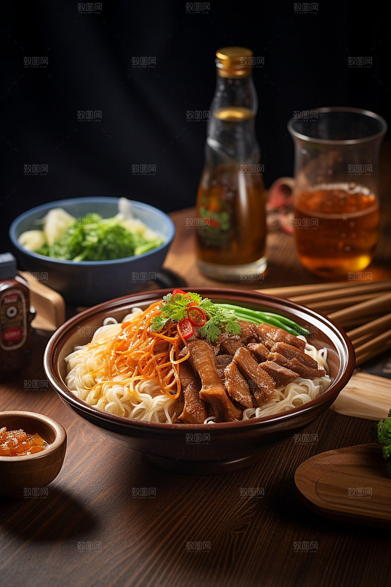 牛肉面热腾腾红烧牛肉面矢量素材