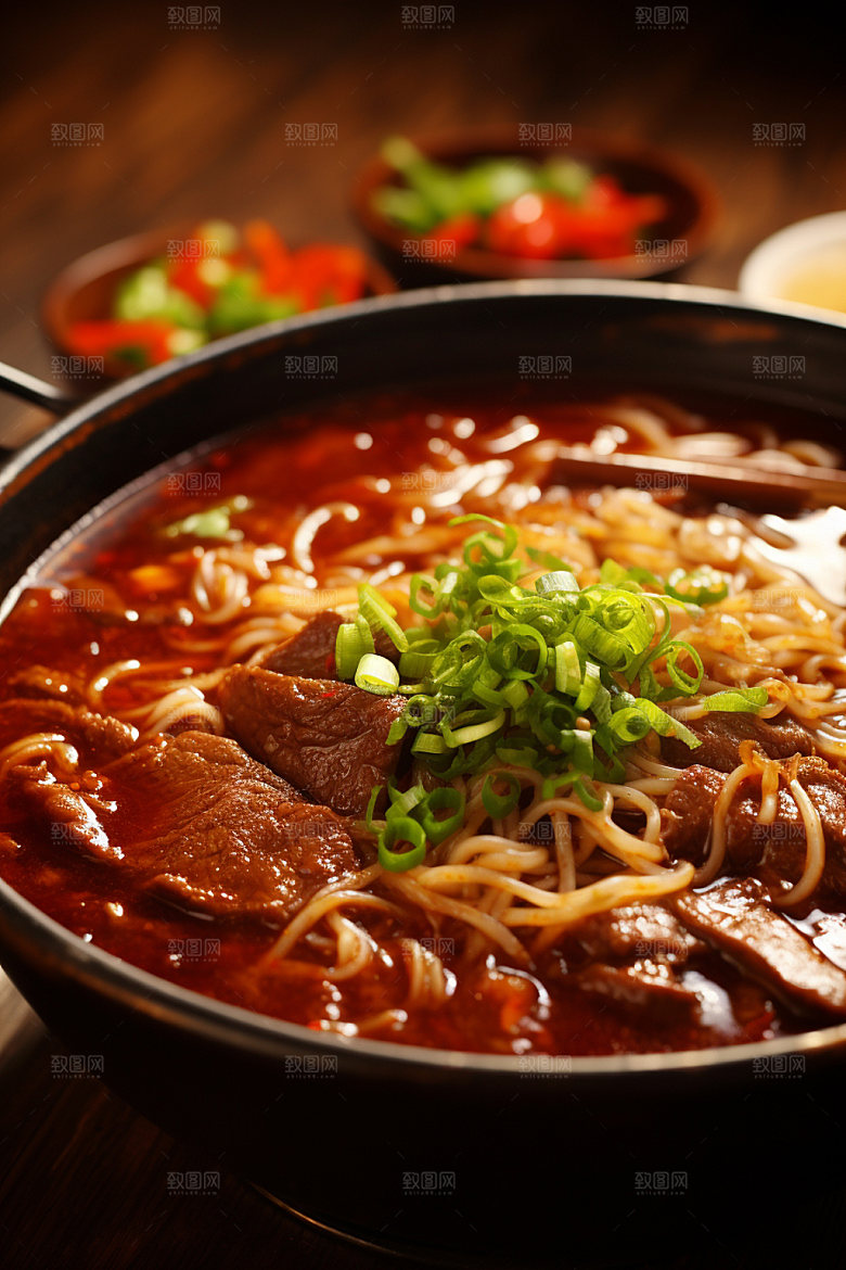 牛肉面美食摄影热腾腾矢量素材