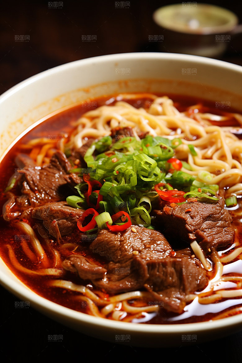 牛肉面热腾腾美食摄影矢量素材