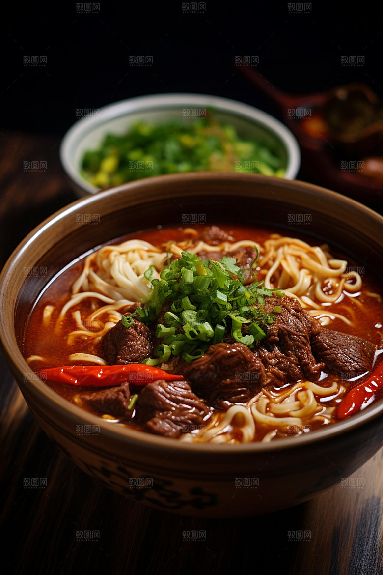 牛肉面热腾腾美食摄影矢量素材