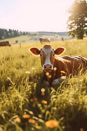 牛自然养殖摄影图