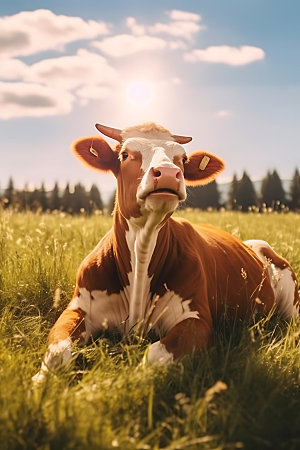 牛放牧养牛摄影图