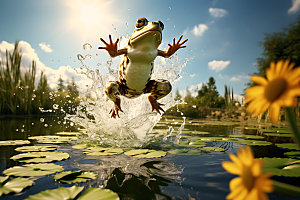 青蛙牛蛙自然摄影图
