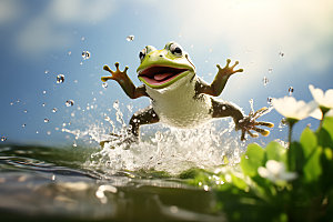 青蛙高清牛蛙摄影图