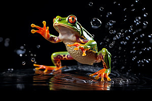 青蛙爬宠两栖动物摄影图
