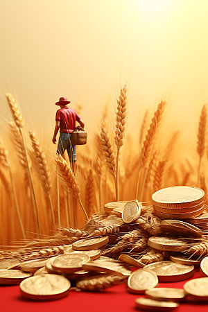 农民丰收小麦创意微缩模型