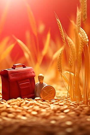 农民丰收创意小麦微缩模型