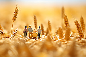 农民丰收收益小麦微缩模型