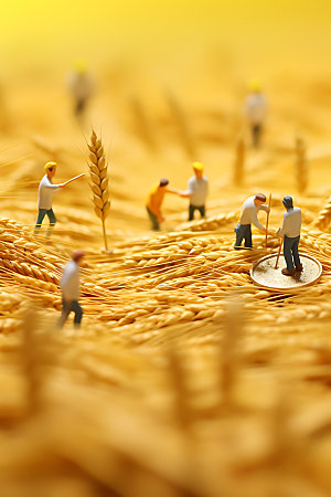 农民丰收小麦创意微缩模型