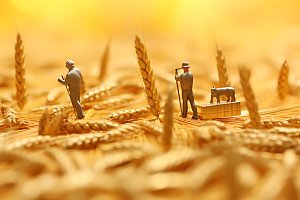 农民丰收金币小麦微缩模型