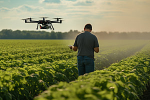 农业无人机驱虫助农摄影图