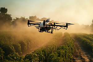 农业无人机灌溉科研摄影图