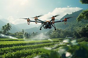 农业无人机农药播撒灌溉摄影图