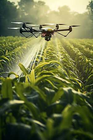 农业无人机灌溉高清摄影图