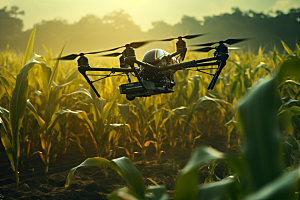 农业无人机农药播撒高清摄影图