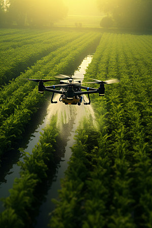 农业无人机科研灌溉摄影图