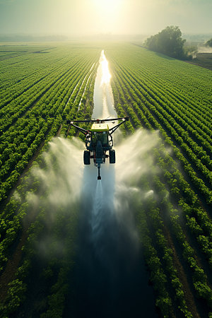 农业无人机科技驱虫摄影图