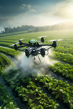 农业无人机高清驱虫摄影图