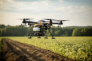 农业无人机灌溉科技摄影图