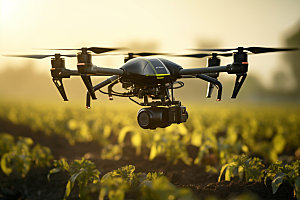 农业无人机科技灌溉摄影图