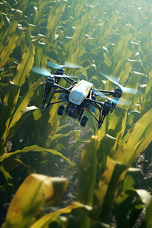 农业无人机科技驱虫摄影图