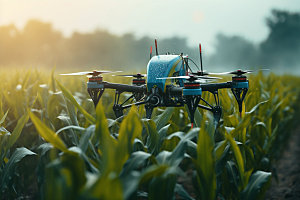 农业无人机农药播撒驱虫摄影图