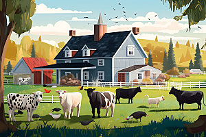 农场农业自然插画