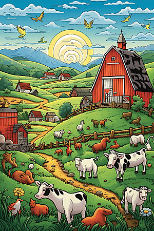 农场农业牧场插画