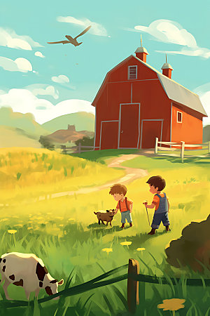 农场农业风格插画