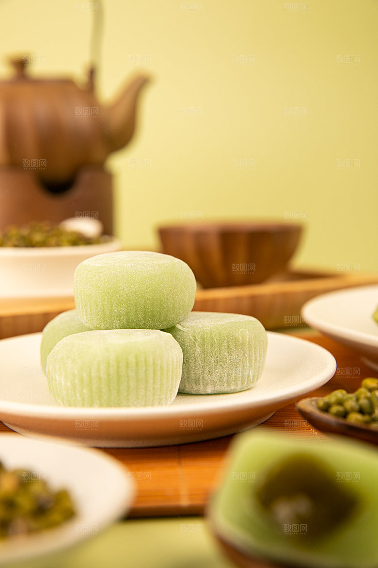 糯米糍甜点美食摄影图