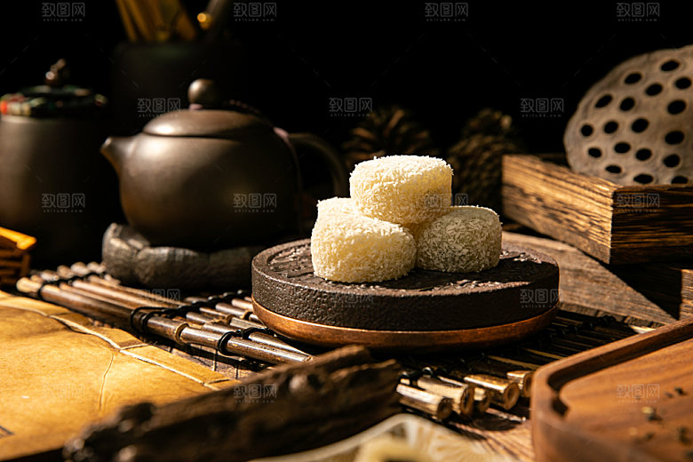 糯米糍美食烘焙摄影图