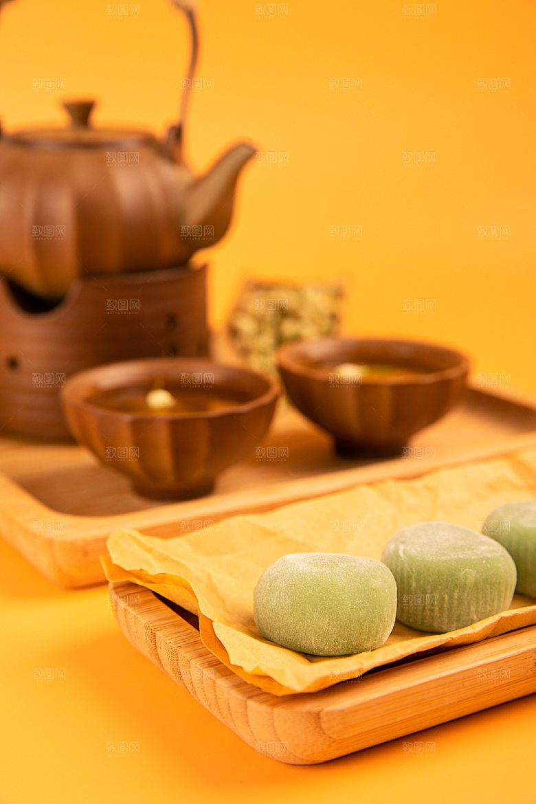 糯米糍美食点心摄影图